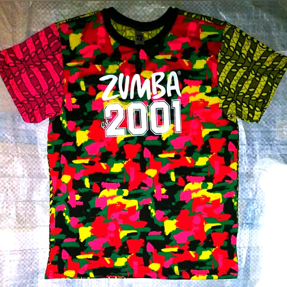 Zumba Let's Jam Mesh Tee size M/Lovely Excellent Condition Yellow Red Pink Green